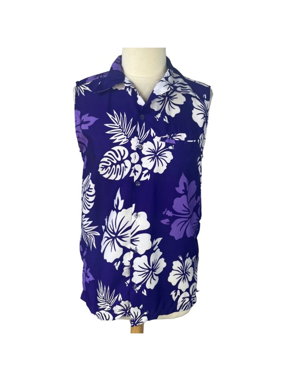 Stylore Sleeveless Button Front Shirt Blouse Small Purple New Floral Tropical